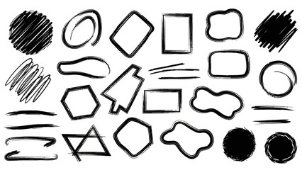Collection of Hand Drawn Sketchy Shapes and Lines for Design Elements.