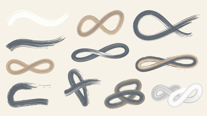Collection of Hand-Drawn Infinity Symbols and Brush Strokes.