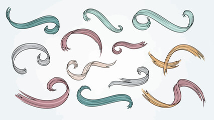 Collection of Hand-Drawn Colorful Swirls and Flourishes.