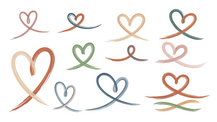 Collection of Hand Drawn Heart Shapes in Various Colors and Styles.