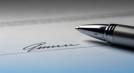 Fototapeta premium Close-up of a signed document with a pen, symbolizing business agreement