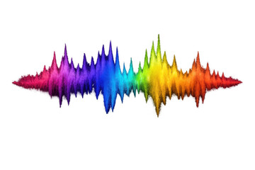 Vibrant rainbow soundwave on transparent background symbolizing music energy, audio frequency, and colorful motion