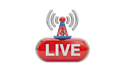 Live Broadcast Icon with Transmitter Tower