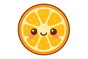 Cute smiling orange fruit slice with happy face