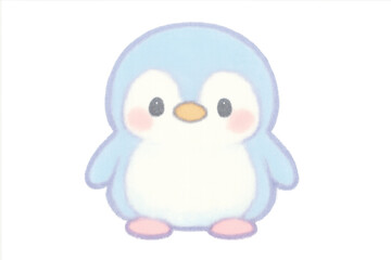 Obraz premium Cute blue baby penguin drawing illustration