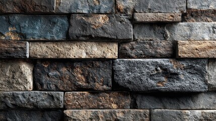 Abstract texture of a rustic stone wall with varied colors and natural patterns
