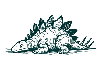 Stegosaurus hand drawn simple sketch vector illustration