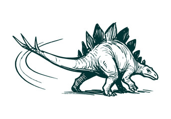 Stegosaurus hand drawn simple sketch vector illustration