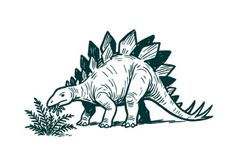 Stegosaurus hand drawn simple sketch vector illustration