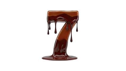 Number 7 made of melting dark chocolate