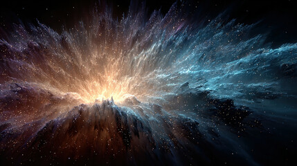 Brilliant cosmic explosion with vibrant colors and starry background.
