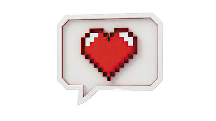Obraz premium Pixelated Heart in a Speech Bubble Icon