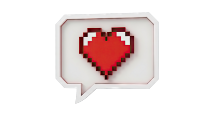 Pixelated Heart in a Speech Bubble Icon