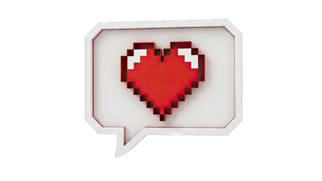 Pixelated Heart in a Speech Bubble Icon - Powered by Adobe