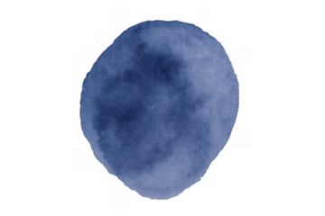 Abstract blue watercolor stain forming a circle shape