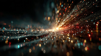 Abstract light streaks and bokeh effect in a dynamic, glowing pattern.