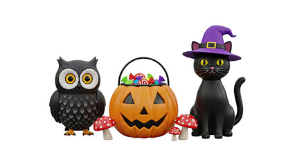 Halloween Characters with Candy Pumpkin