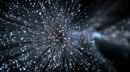 Abstract depiction of light fibers radiating outward with glowing points.