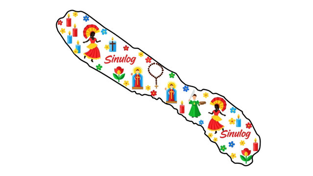 Colorful Sinulog Festival Illustration A Festive Celebration Depicted in Detailed Graphics