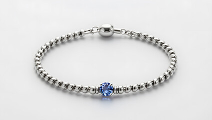 Silver Bracelet with Blue Gemstone