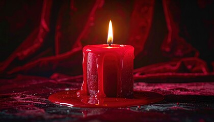Eerie Red Candlelight - A Symbol of Darkness and Mystery.