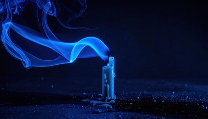Ethereal Blue Smoke Dancing Around a Partially Extinguished Candle.