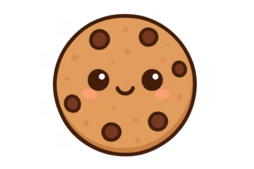 Cute chocolate chip cookie smiling face illustration