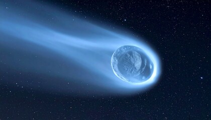 Blue Comet Streaking Through Space with a Glowing Tail.