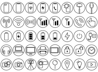 スマートフォンやカメラのデジタルアイコン集