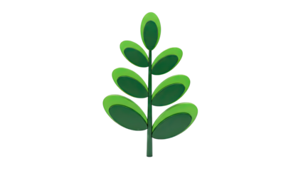 Stylized Green Leafy Plant Sculpture