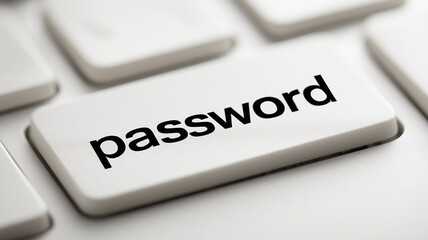 A computer keyboard key labeled password representing cybersecurity access, digital security and data protection concepts.
