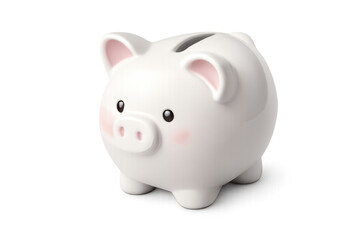 Obraz premium White piggy bank saving money for future investment, finance, and economic growth concept on transparent background