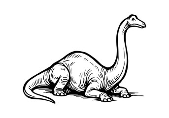 Brachiosaurus hand drawn simple sketch vector illustration © Shutoda