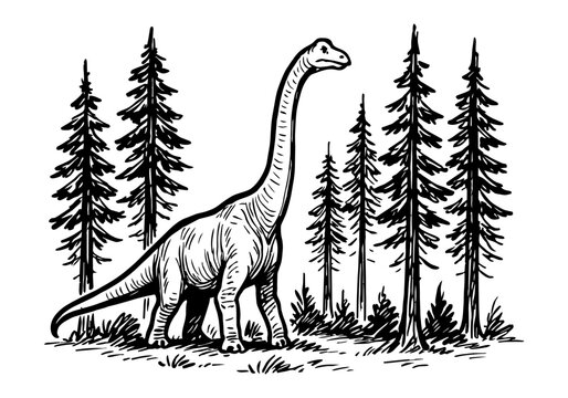 Brachiosaurus hand drawn simple sketch vector illustration