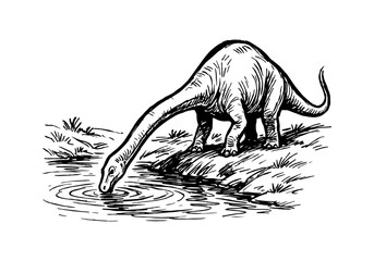 Brachiosaurus hand drawn simple sketch vector illustration