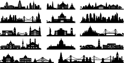 Obraz premium New York City Skyline Vector black and white