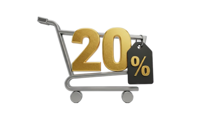 20% Discount Shopping Cart Icon