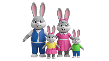 Cartoon Rabbit Family Standing Together