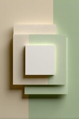 Minimal Square Paper Mockup with Shadow on green and beige Two-Tone Background