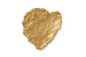 Gold heart leaf foil texture isolated on transparent