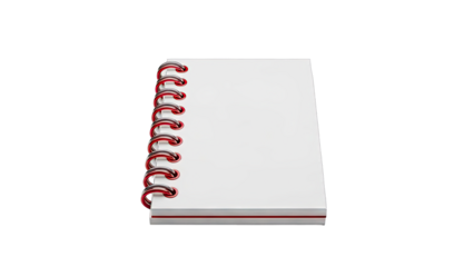 Spiral-bound notebook with red and silver binding