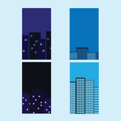 Set of City Background with Vertical Orientation