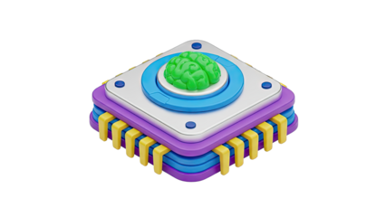 Stylized Chip with Green Brain Icon