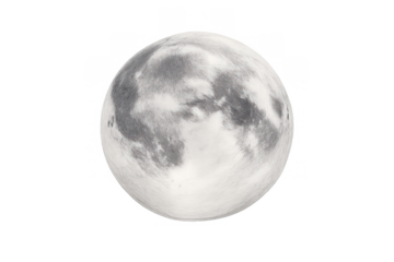 Full moon showing detailed lunar surface with craters and texture, celestial body orbiting earth on transparent background