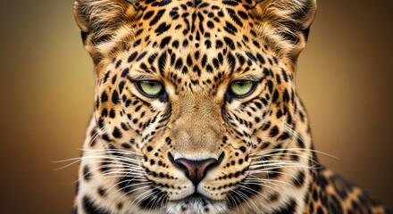 Obraz premium Portrait of a magnificent leopard with captivating green eyes gazing