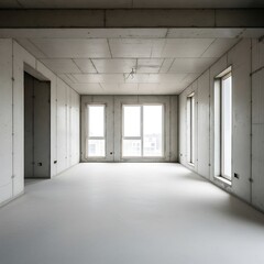 Fototapeta premium Under Construction Urban Apartment Interior with Concrete and Bright Light