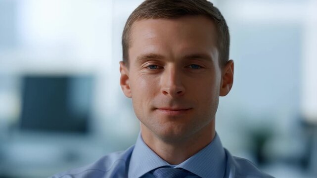Focused Professional: A close-up portrait of a professional man, radiating competence and approachability. The image captures his friendly expression and poised demeanor.