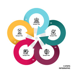 Vector circle arrow  infographic, cycle diagram, graph, presentation chart. Business concept with 5 options, parts, steps, processes. vector editable