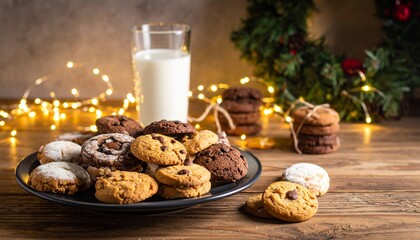 Christmas Cookies and Milk - Festive Holiday Treat.