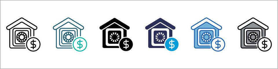 Bank Single Icon Multistyle Illustration